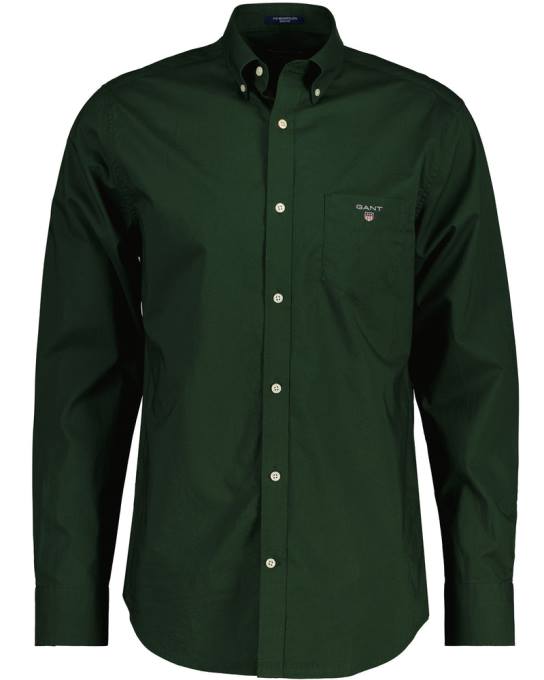 camisa de tecido largo de ajuste regular N424C45 tempestade verde GANT homens