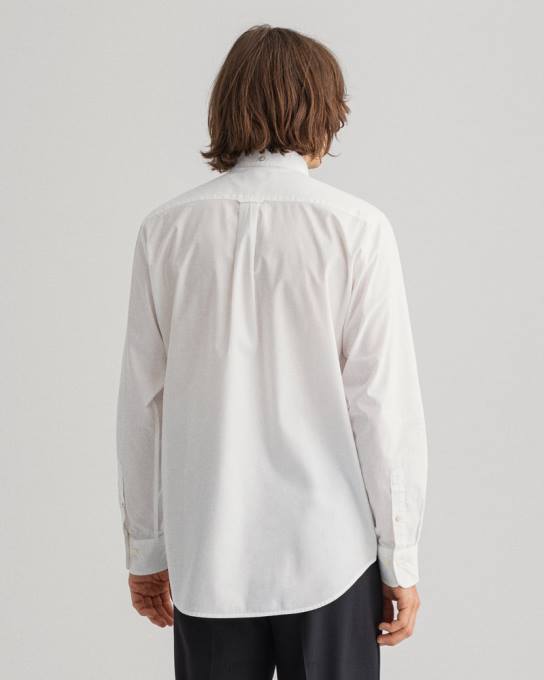 camisa de tecido largo de ajuste regular N424C65 branco GANT homens