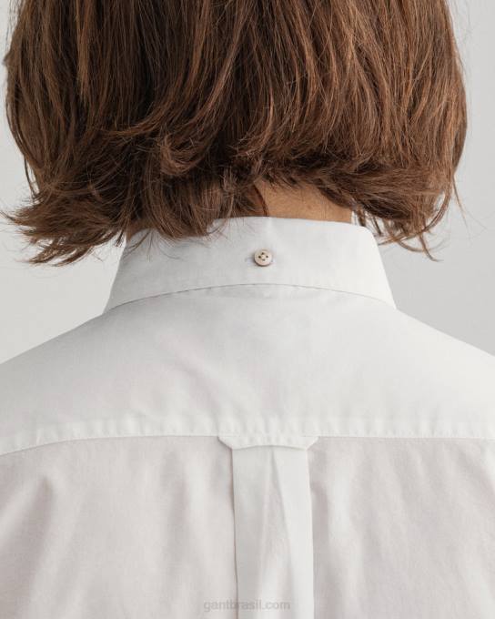 camisa de tecido largo de ajuste regular N424C65 branco GANT homens