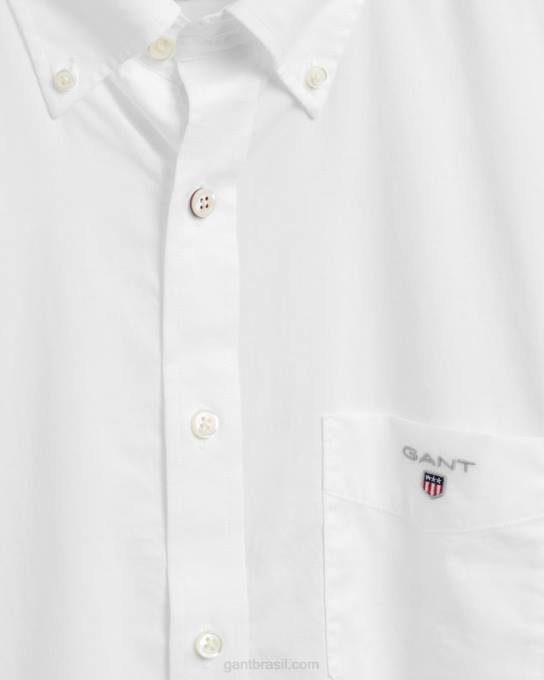 camisa de tecido largo de ajuste regular N424C65 branco GANT homens