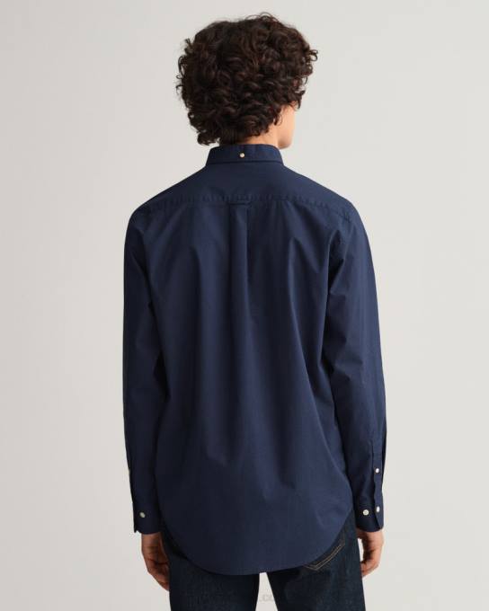 camisa de tecido largo de ajuste regular N424C69 marinho GANT homens