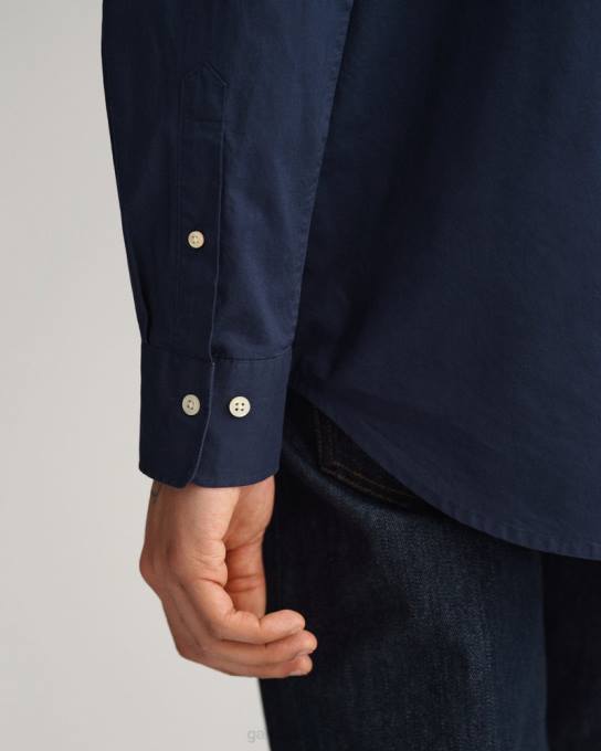 camisa de tecido largo de ajuste regular N424C69 marinho GANT homens