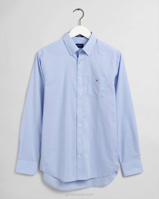 camisa de tecido largo de ajuste regular N424C86 azul hamptons GANT homens