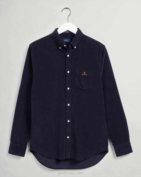 camisa de veludo fit regular N424C9 noite azul GANT homens
