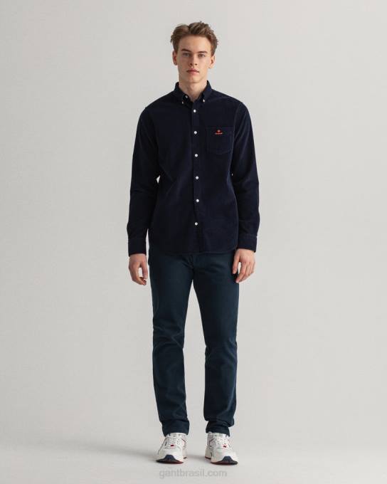 camisa de veludo fit regular N424C9 noite azul GANT homens
