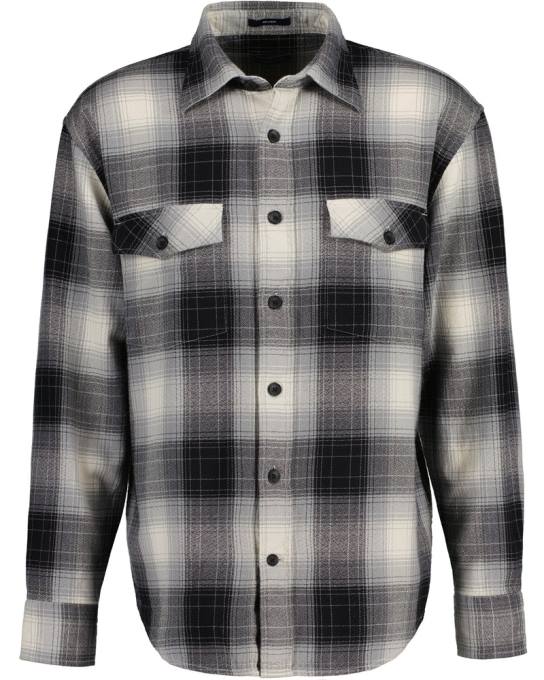 camisa de xadrez de sombra de ajuste relaxado N424C17 preto GANT homens