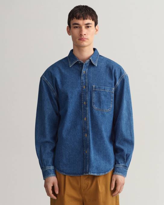 camisa jeans oversized N424C19 azul médio usado em GANT homens