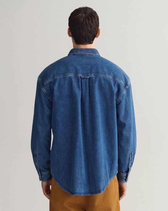 camisa jeans oversized N424C19 azul médio usado em GANT homens