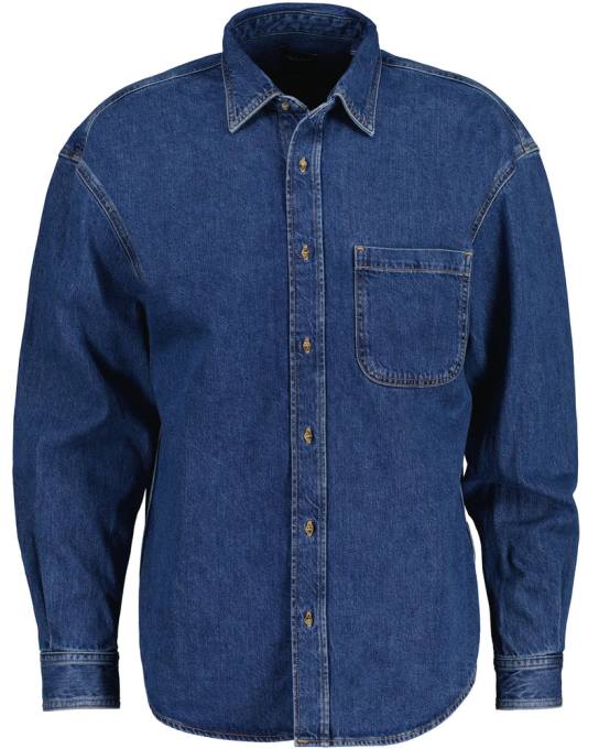 camisa jeans oversized N424C19 azul médio usado em GANT homens