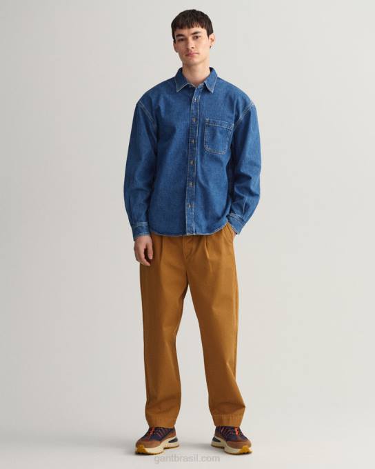 camisa jeans oversized N424C19 azul médio usado em GANT homens