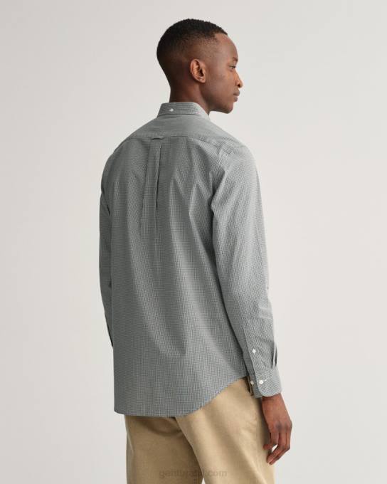 camisa micro guingão de popeline fit regular N424C42 verde floresta GANT homens