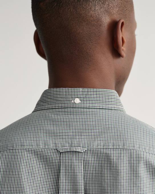 camisa micro guingão de popeline fit regular N424C42 verde floresta GANT homens