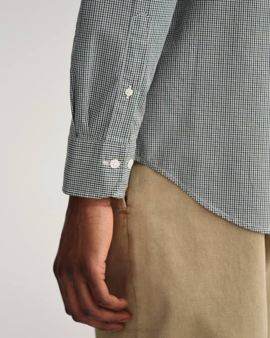 camisa micro guingão de popeline fit regular N424C42 verde floresta GANT homens