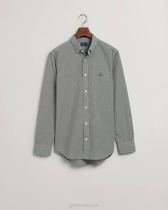 camisa micro guingão de popeline fit regular N424C42 verde floresta GANT homens