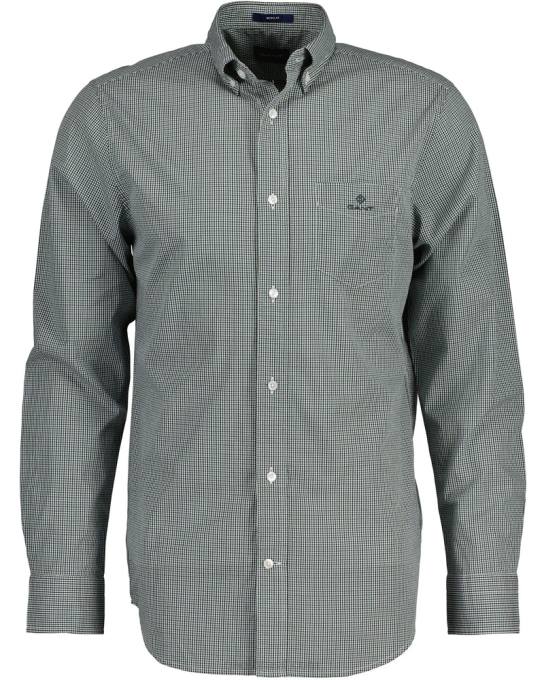 camisa micro guingão de popeline fit regular N424C42 verde floresta GANT homens