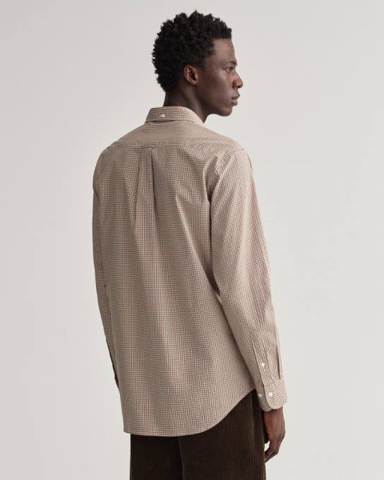 camisa micro guingão de popeline fit regular N424C43 dk mostarda laranja GANT homens