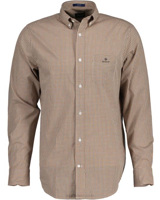 camisa micro guingão de popeline fit regular N424C43 dk mostarda laranja GANT homens