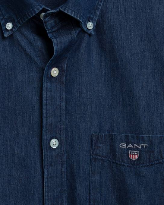 camisa índigo de ajuste regular N424C33 índigo escuro GANT homens