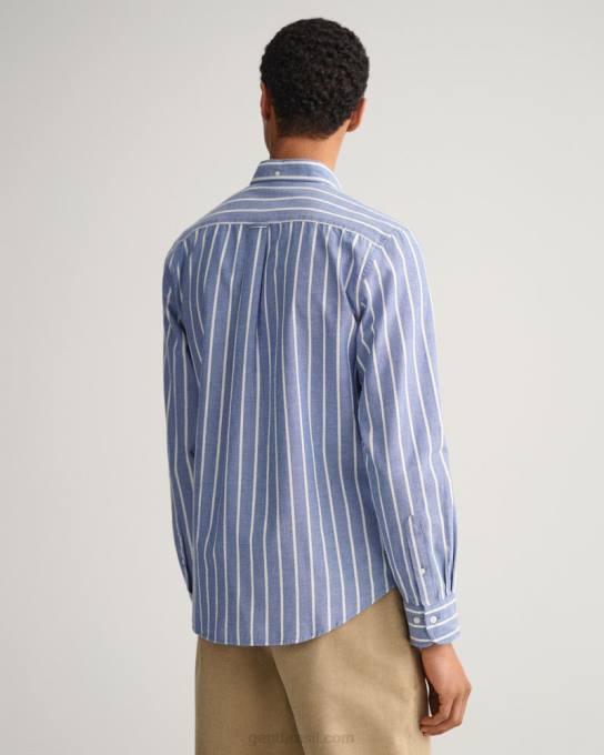 camisa oxford com listras largas de ajuste regular N424C31 faculdade azul GANT homens