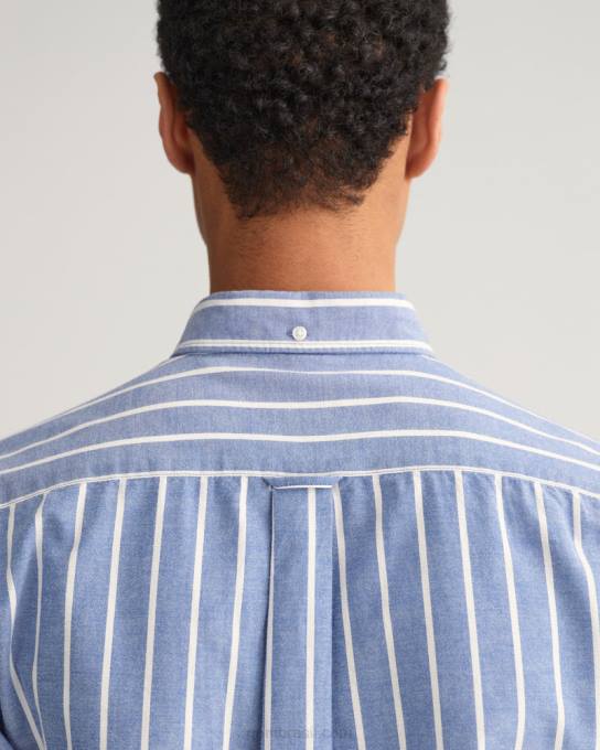 camisa oxford com listras largas de ajuste regular N424C31 faculdade azul GANT homens