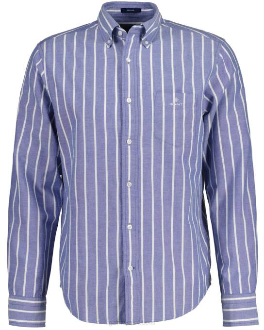 camisa oxford com listras largas de ajuste regular N424C31 faculdade azul GANT homens