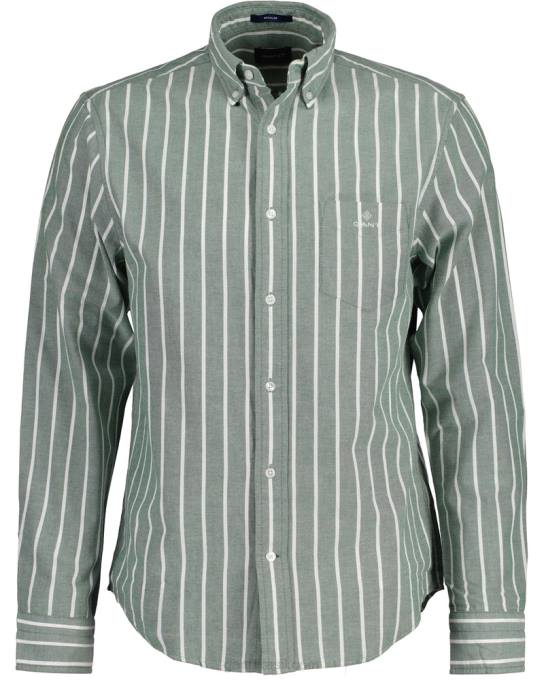 camisa oxford com listras largas de ajuste regular N424C55 verde floresta GANT homens