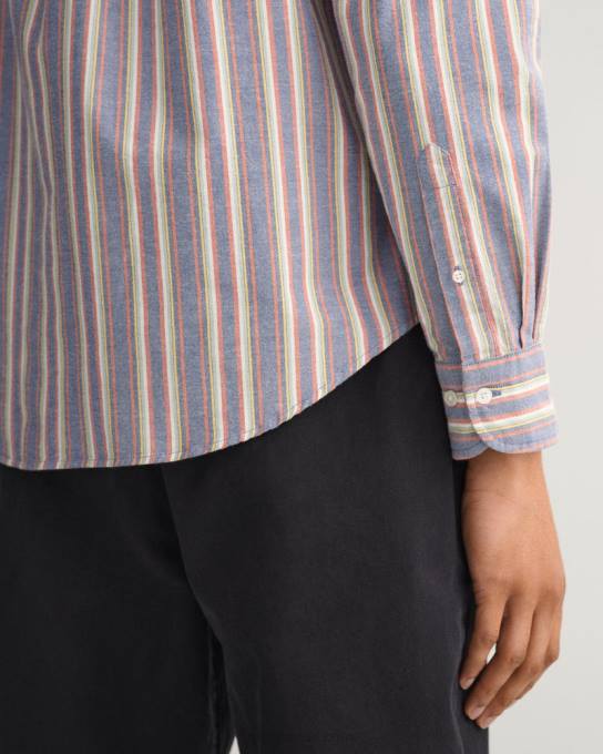 camisa oxford regular fit multilistras N424C21 faculdade azul GANT homens