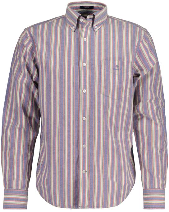 camisa oxford regular fit multilistras N424C21 faculdade azul GANT homens