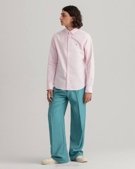 camisa oxford slim fit N424C39 luz rosa GANT homens