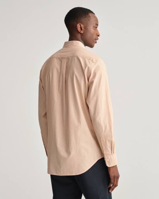 camisa regular banqueiro de tecido grosso N424C18 dk mostarda laranja GANT homens