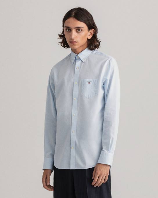 camisa regular banqueiro de tecido grosso N424C41 capri azul GANT homens