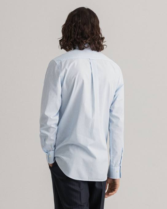 camisa regular banqueiro de tecido grosso N424C41 capri azul GANT homens