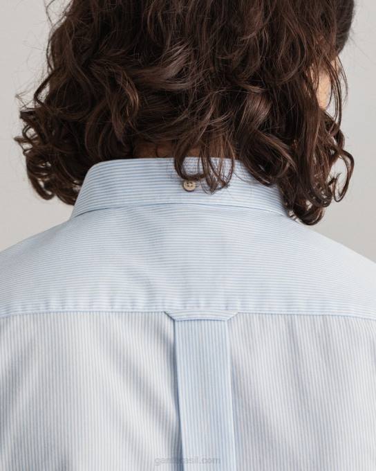 camisa regular banqueiro de tecido grosso N424C41 capri azul GANT homens