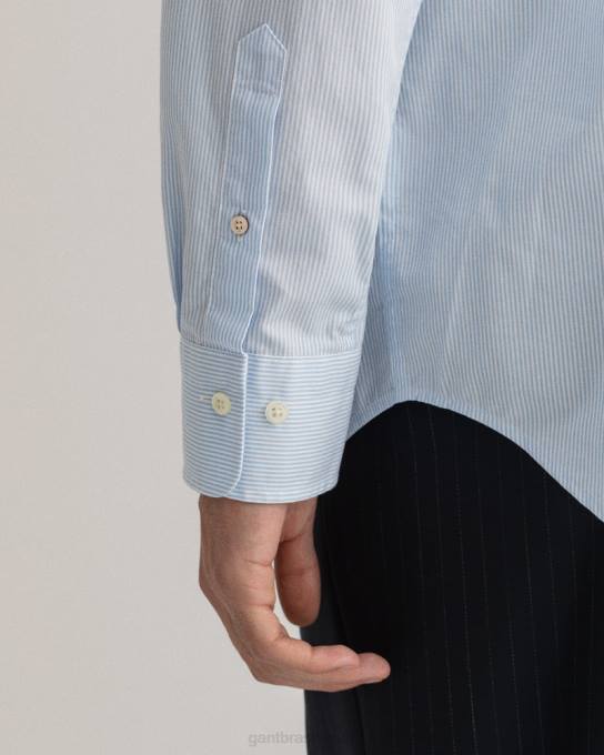 camisa regular banqueiro de tecido grosso N424C41 capri azul GANT homens