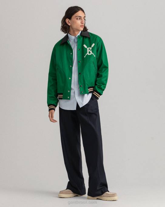 camisa regular banqueiro de tecido grosso N424C41 capri azul GANT homens