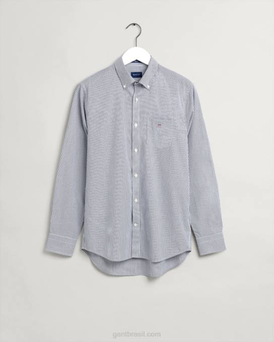 camisa regular banqueiro de tecido grosso N424C46 preto GANT homens