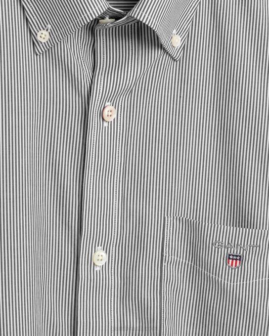 camisa regular banqueiro de tecido grosso N424C46 preto GANT homens