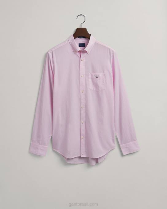 camisa regular banqueiro de tecido grosso N424C47 Rosa Califórnia GANT homens