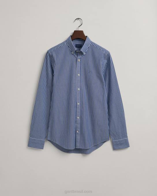 camisa slim fit listrada N424C71 faculdade azul GANT homens