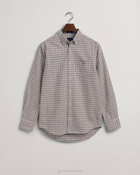 camisa tattersall oxford de ajuste regular N424C24 noz torrada GANT homens