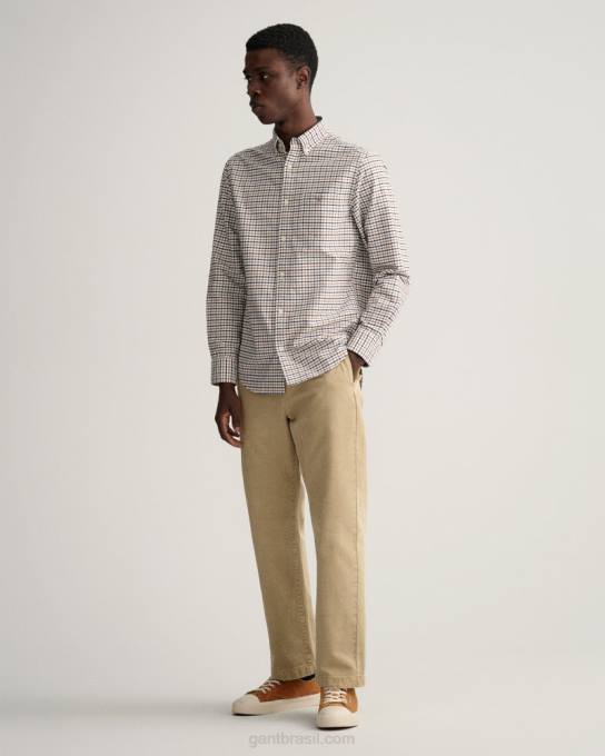 camisa tattersall oxford de ajuste regular N424C24 noz torrada GANT homens