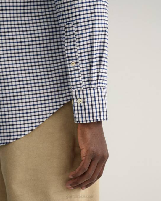 camisa tattersall oxford de ajuste regular N424C48 azul profundo GANT homens