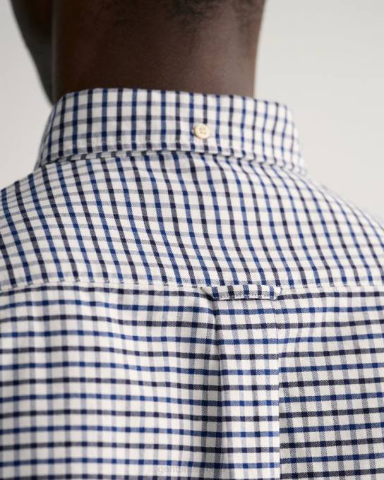 camisa tattersall oxford de ajuste regular N424C48 azul profundo GANT homens