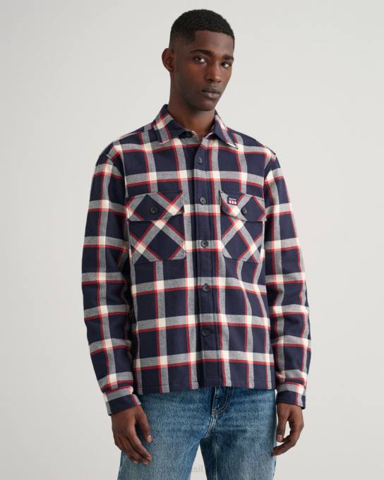 camisa xadrez de flanela N424C2 noite azul GANT homens