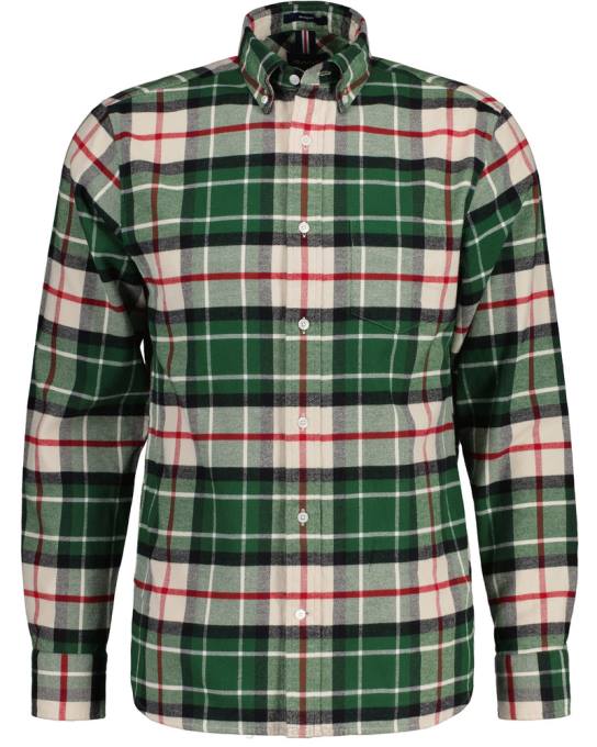 camisa xadrez de flanela fit regular N424C1 verde floresta GANT homens