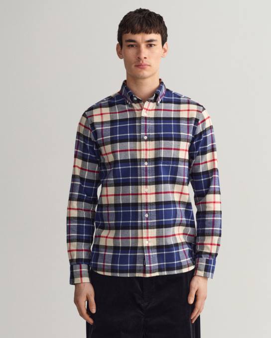 camisa xadrez de flanela fit regular N424C5 azul profundo GANT homens
