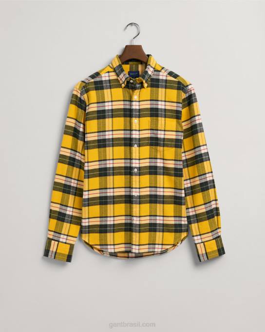 camisa xadrez de flanela regular fit N424C89 amarelo liso GANT homens