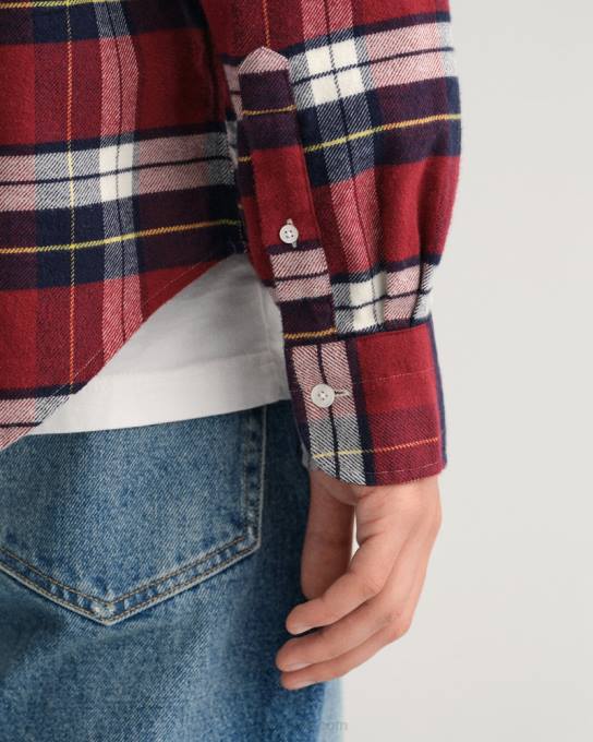 camisa xadrez de flanela regular fit N424C90 vermelho rechonchudo GANT homens