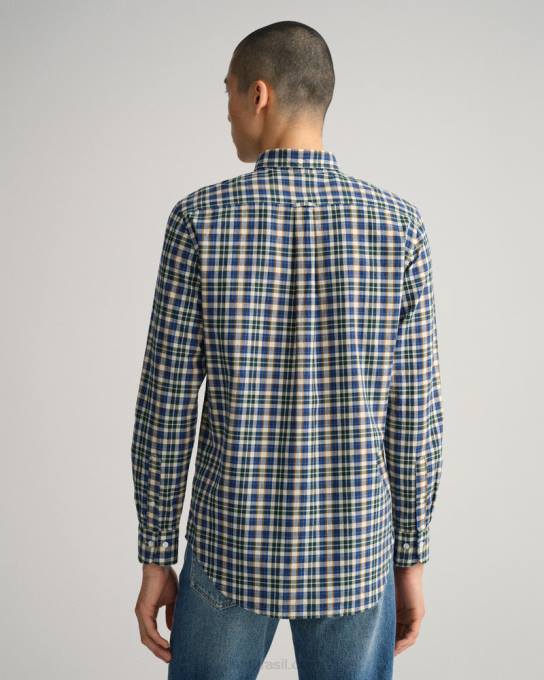 camisa xadrez de tecido grosso de ajuste regular N424C12 azul persa GANT homens