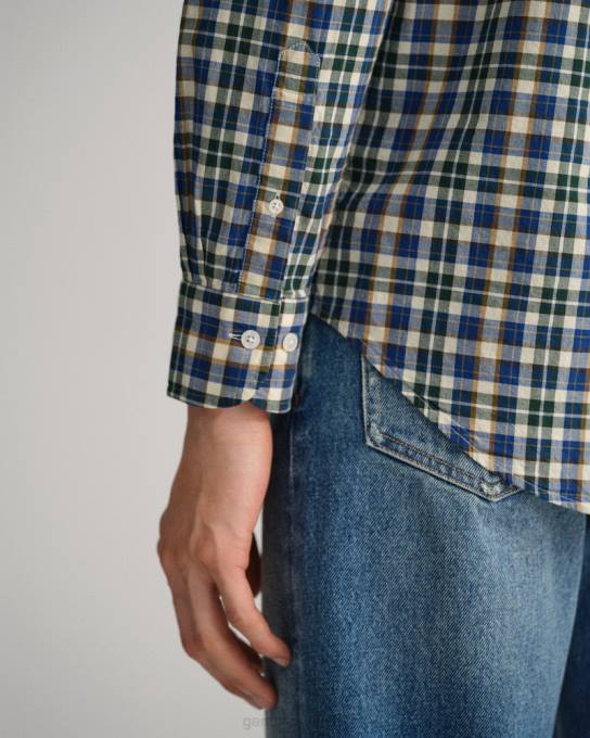 camisa xadrez de tecido grosso de ajuste regular N424C12 azul persa GANT homens
